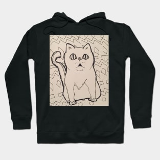 Cat with geometric shapes-Black and White Hoodie
